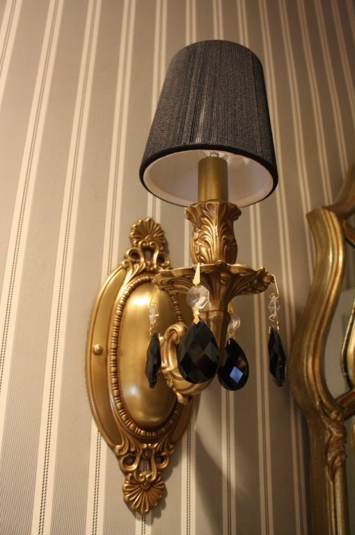 Pair Gilded Metal and Crystal Wall Sconces (1 of 5)