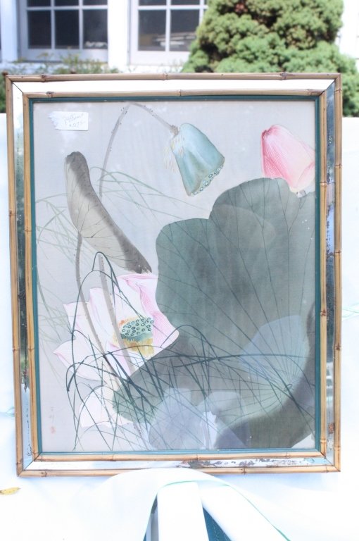 C 1940s Oriental Floral Wood Block Artwork (1 of 1)