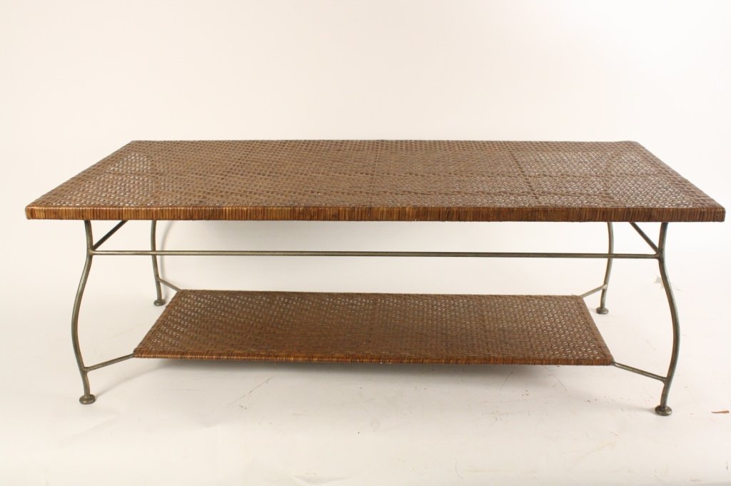 Vintage Brown Woven Coffee Table (1 of 6)