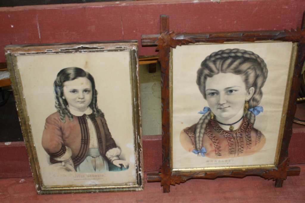 Two CURRIER & IVES Prints of  Girls (1 of 6)