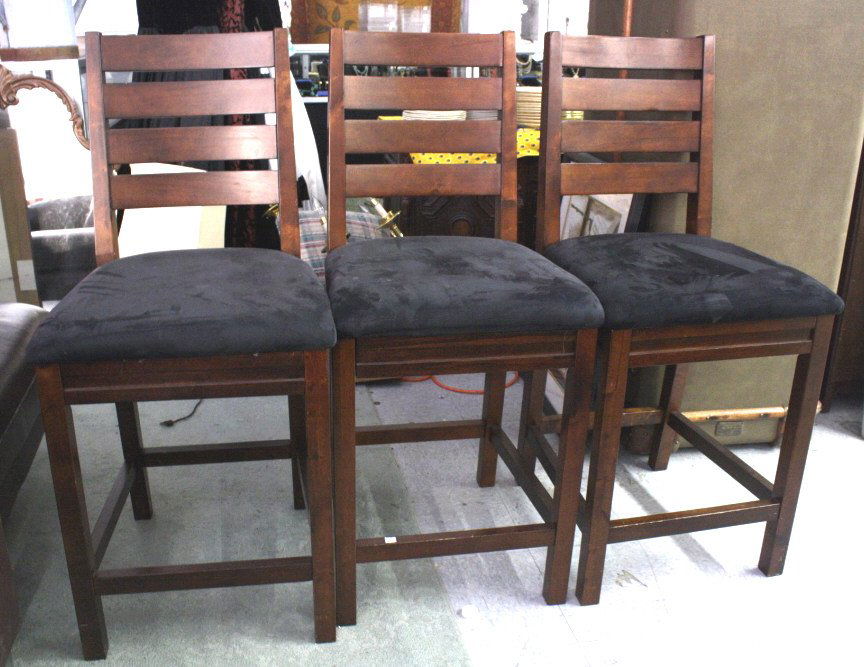 Three Wooden Upholstered Bar Stools (1 of 5)