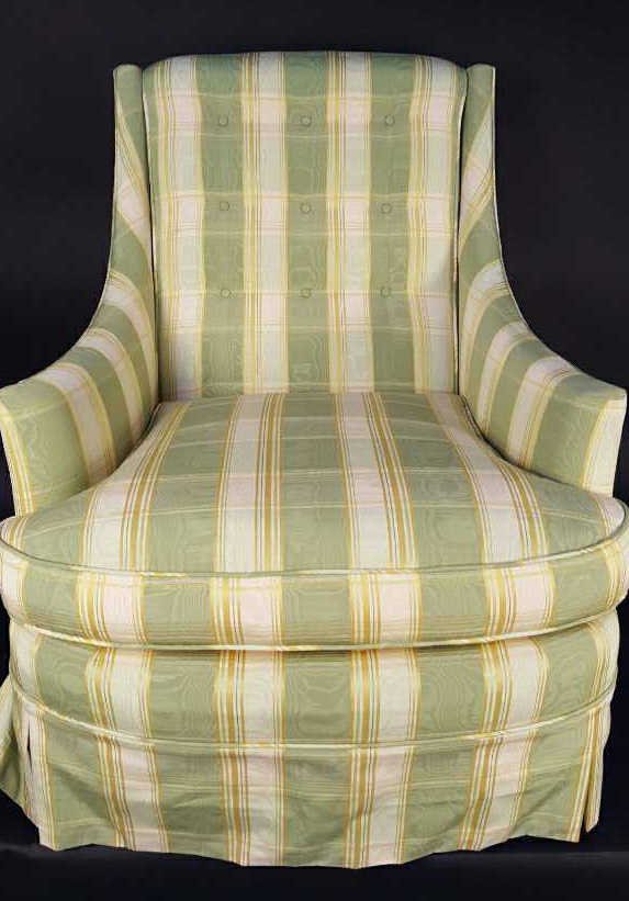 Vintage Low Arm Plaid Library Accent Chair (1 of 4)