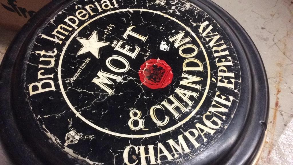 Champagne cork wood end table (1 of 10)