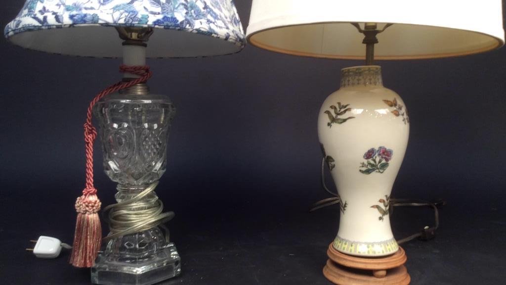 Two vintage lamps porcelain glass (1 of 10)