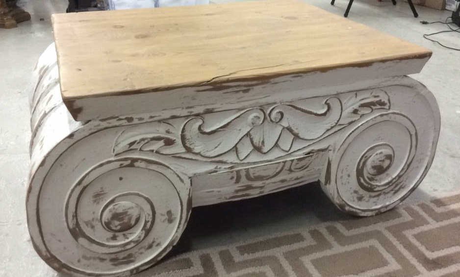 COUNTRY WILLOW Painted Wood Scroll Coffee Table (1 of 10)