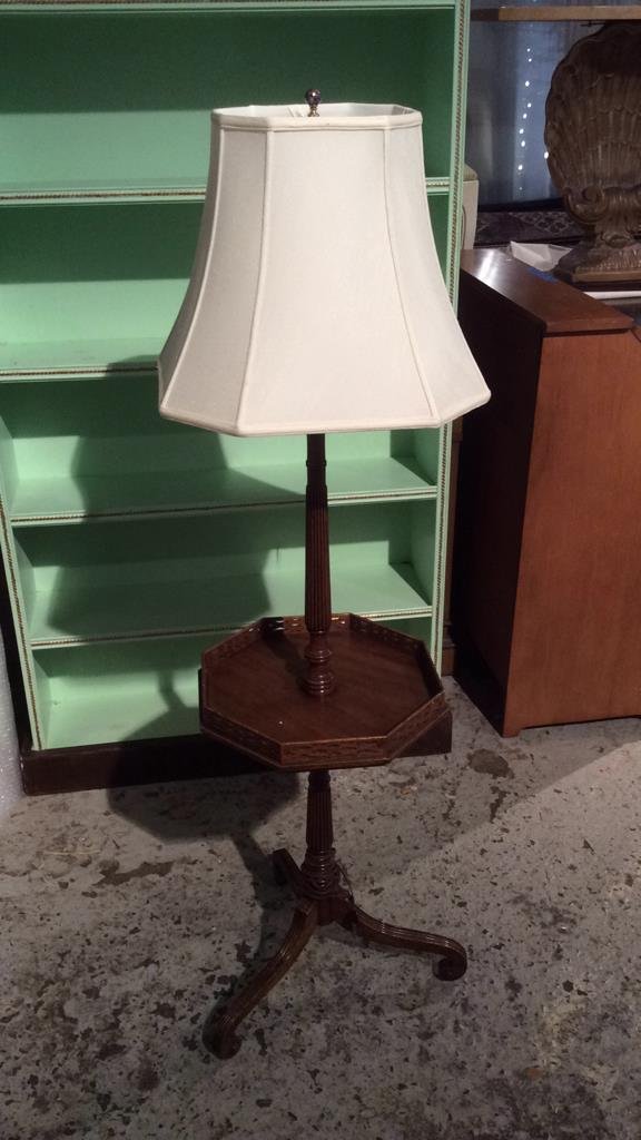 Vintage Wood Carved Pedestal Table Lamp (1 of 7)