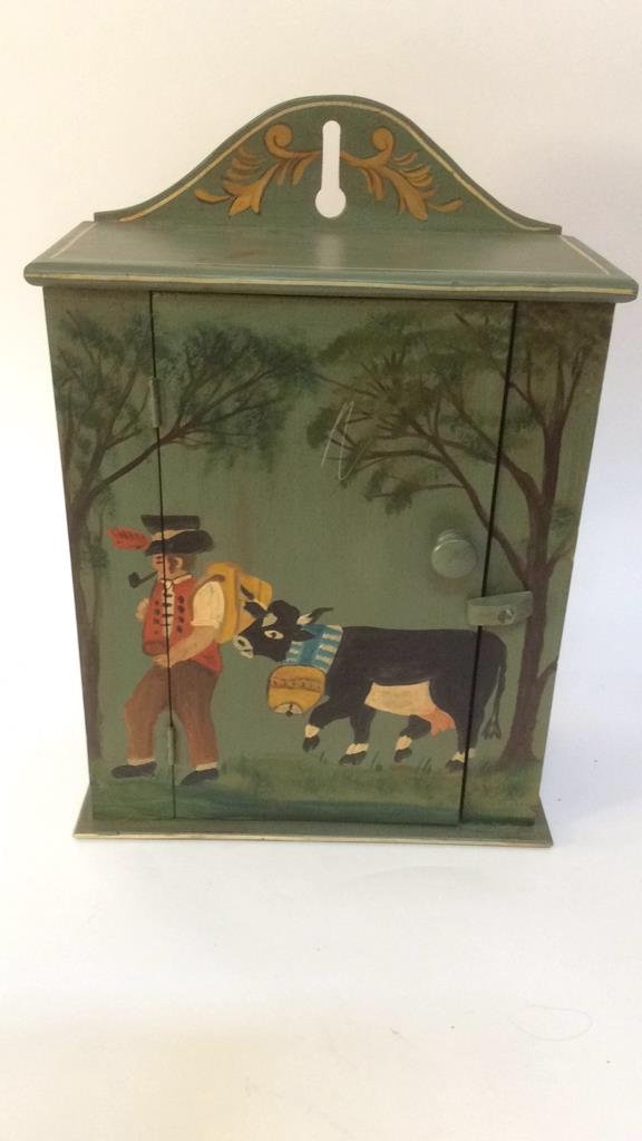 Hand painted folk box with door and latch (1 of 8)
