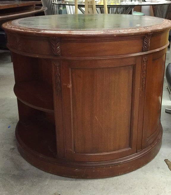 Round leather top Library Table (1 of 6)
