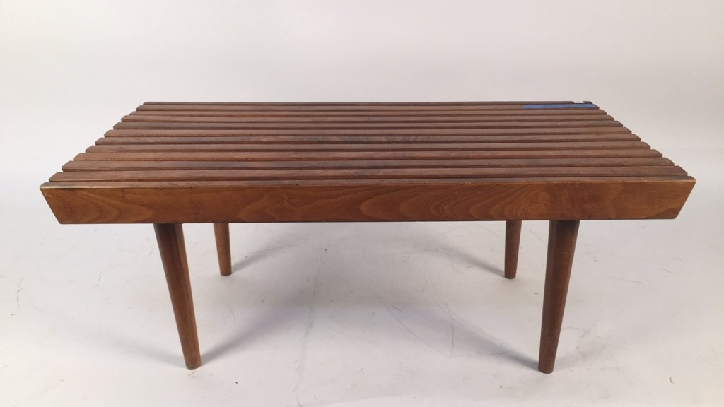 Vintage TEAK Slat Bench Tapered Legs (1 of 7)