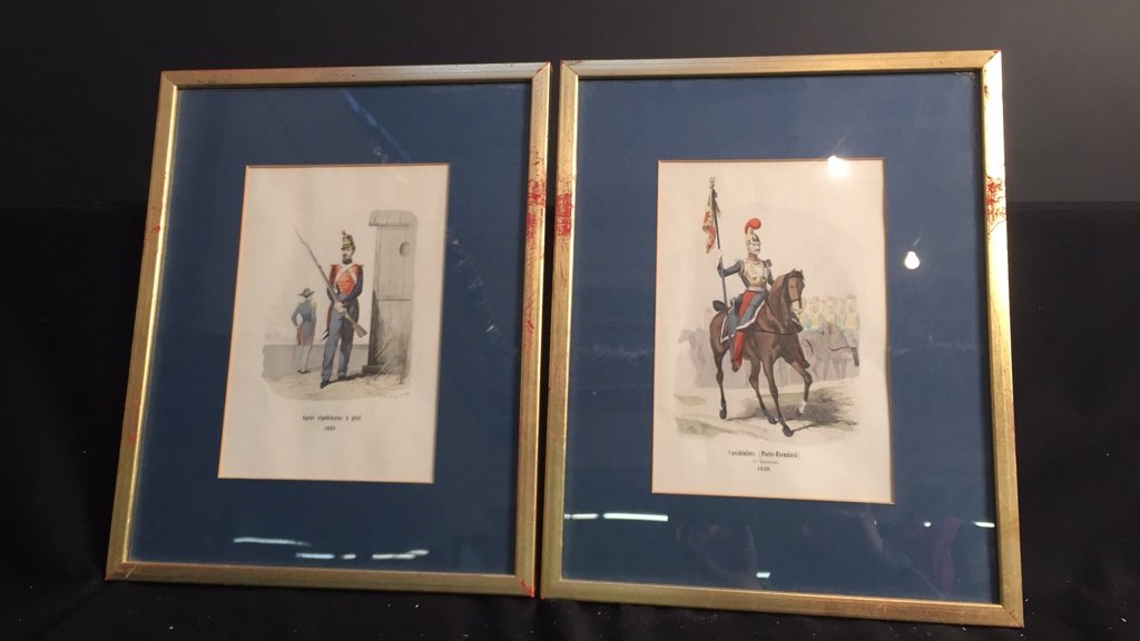 Set of TWO Colored Soldier Etchings (1 of 4)