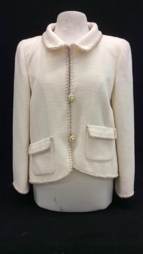 CHANEL Womens Cream Wool Blazer SZ42 (1 of 9)