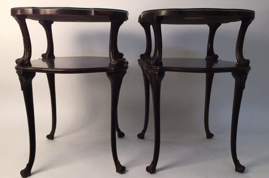 Pair Victorian two tiered night stands (1 of 7)