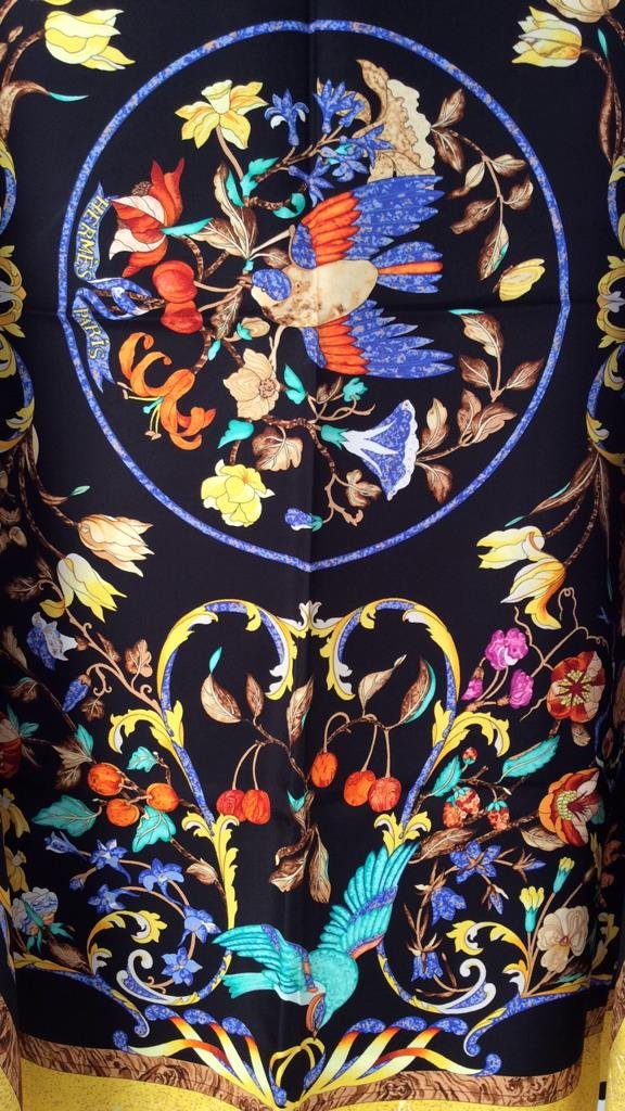 HERMES Black Silk Scarf (1 of 8)