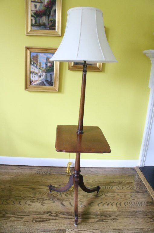 Freestanding Mahogany Pedestal Table Lamp (1 of 4)