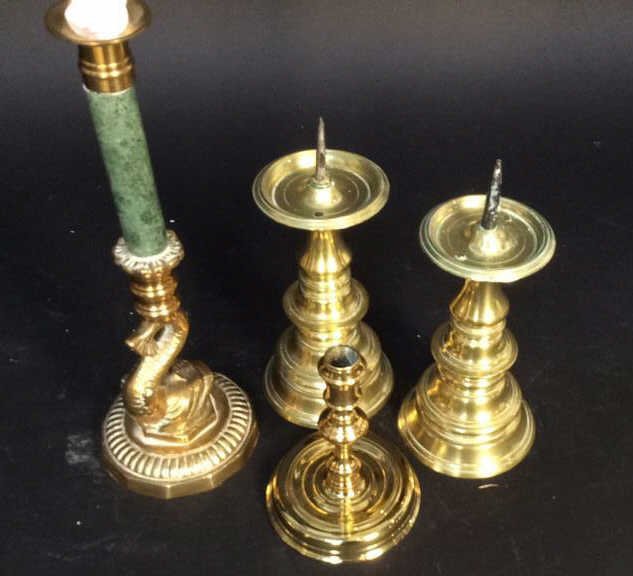 4 Vintage candlestick Group Lot Pillars Fish Form (1 of 10)
