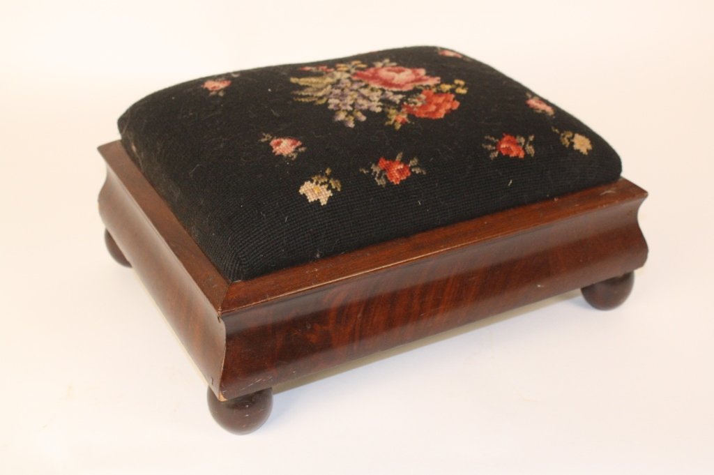 Antique Mahogany and Needlepoint Foot Stool (1 of 5)