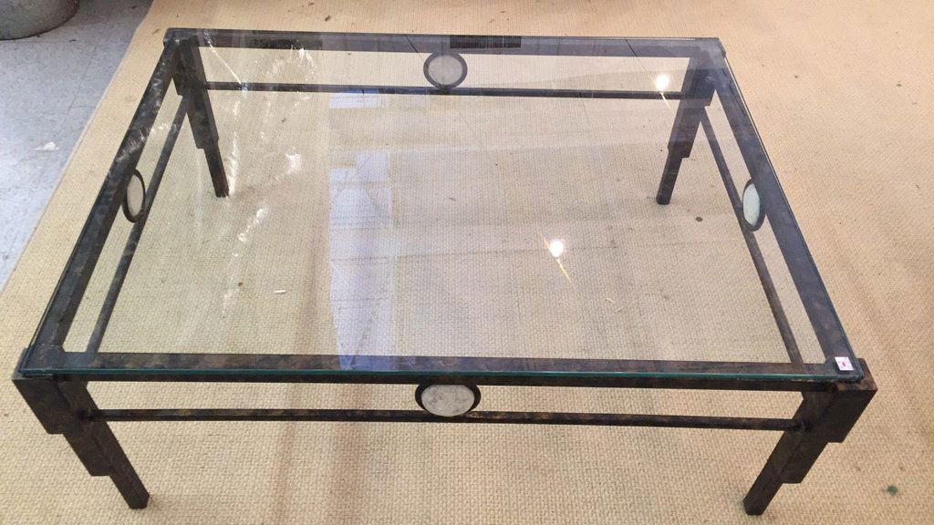 Art Deco Modern Glass Top Coffee Table (1 of 5)