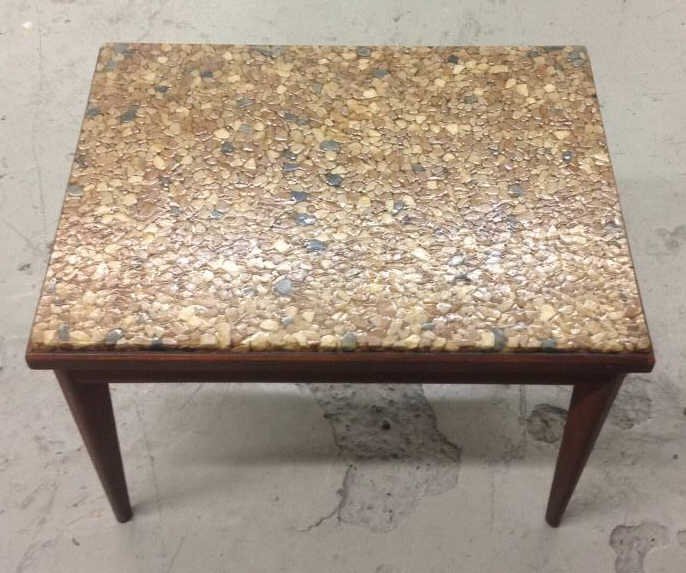 Vintage Pebble Resin Wood Side Table (1 of 8)