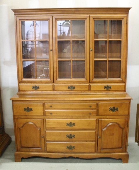 Vintage American Cabinet with Glass Display Hutch (1 of 5)