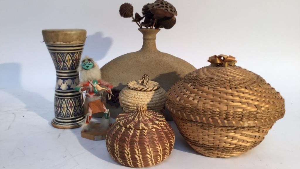Southwestern group kachina doll pottery baskets (1 of 10)