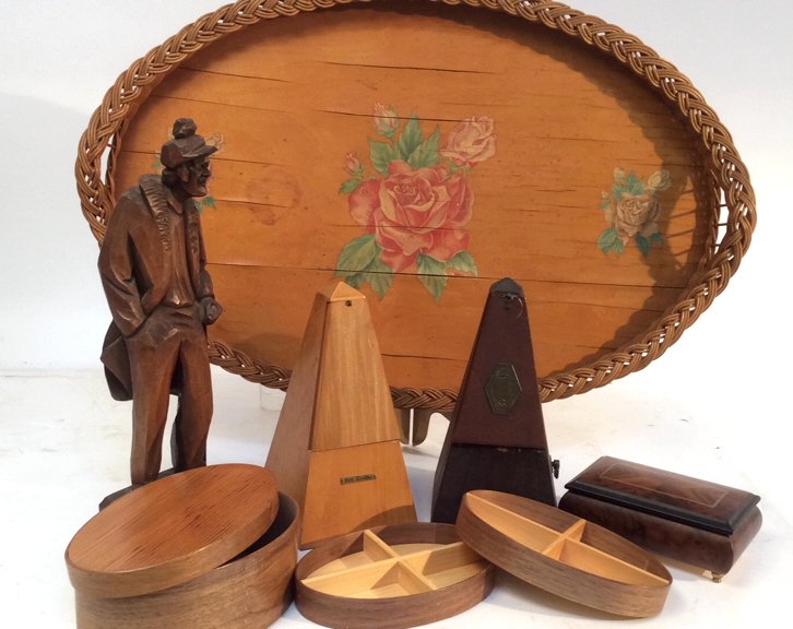Assorted wooden group lot Metronome, Box, Tray (1 of 10)