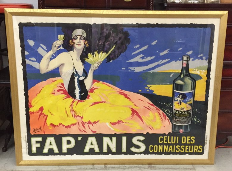 Vintage French FAP'ANIS Delval 1930 Framed Litho (1 of 5)