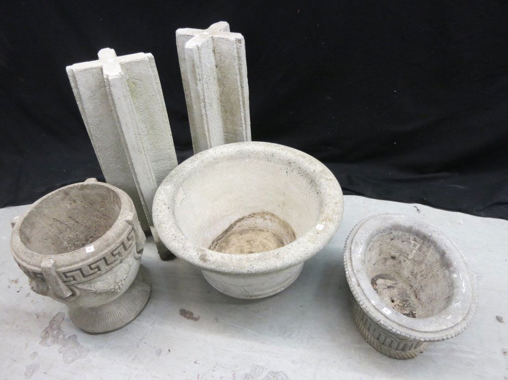 Group Lot Cement Planters & Two Pedestals (1 of 8)
