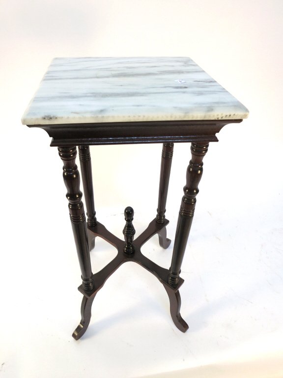 Petite Marble Top Side Table with X Stretcher (1 of 7)