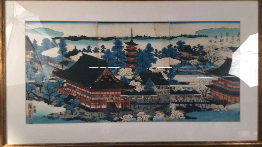 Large Framed Japanese Colored Woodblock Print (1 of 4)