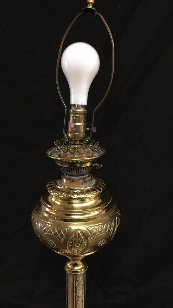 ETCHED Brass & Marble Standing Table Lamp (1 of 9)