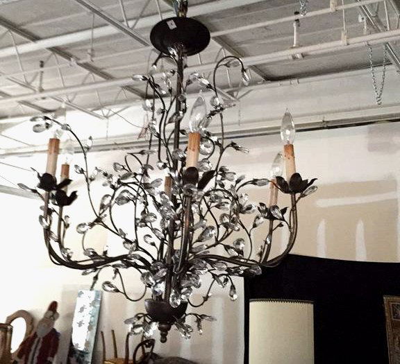 Wrought Iron and Crystal Chandelier (1 of 6)