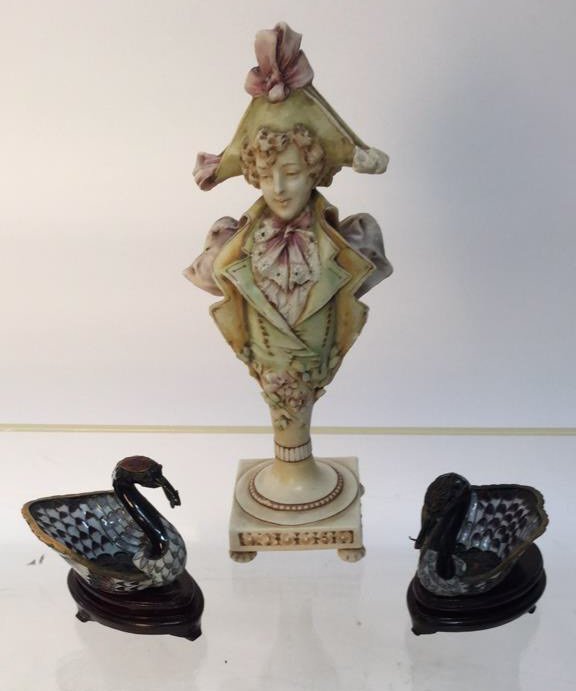 Porcelain Statue and set of cloisonné Ducks (1 of 9)