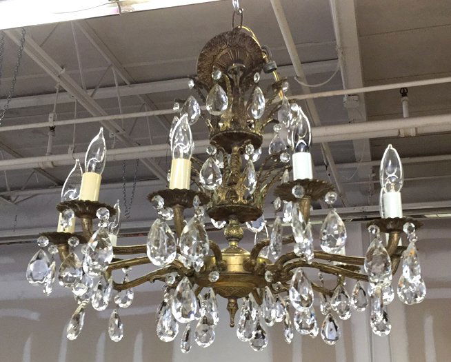 Tiered Teardrop Crystal & Bronze Chandelier (1 of 10)