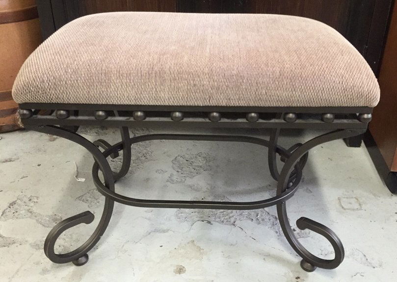 Wrought iron and upholstered vanity bench (1 of 4)