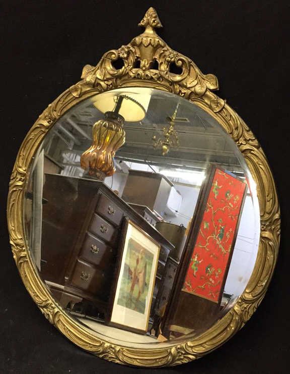 Vintage Carved Round Ornate Vanity Mirror (1 of 5)