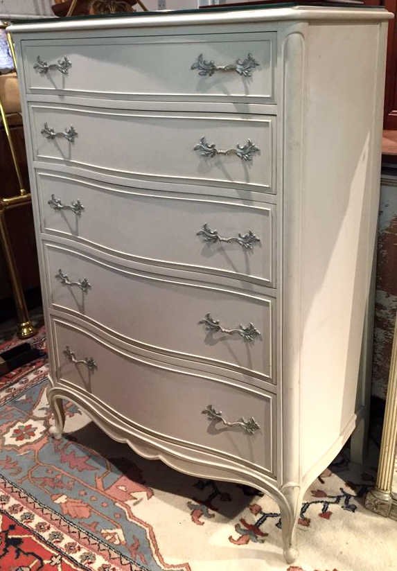Five Drawer Ivory High Boy Dresser (1 of 8)