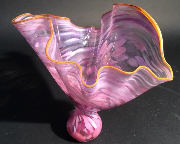 Pink Art Glass Handkerchief Vase (1 of 8)