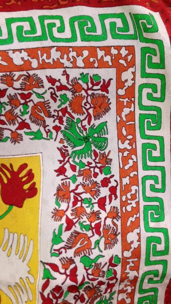 Designer FENDI Silk Scarf Orange Green (1 of 4)