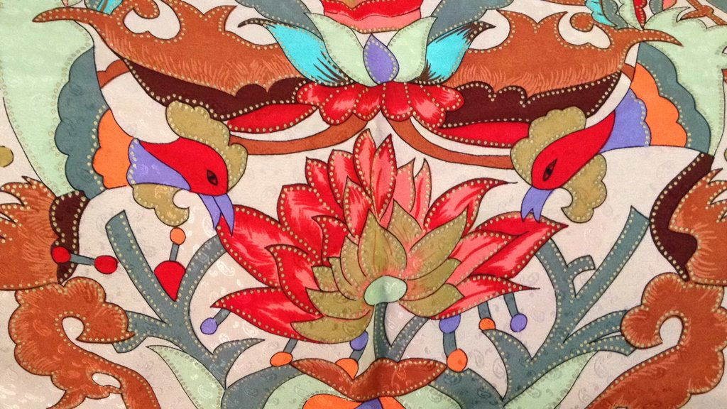 FENDI Designer Silk Scarf Bird Motif (1 of 8)