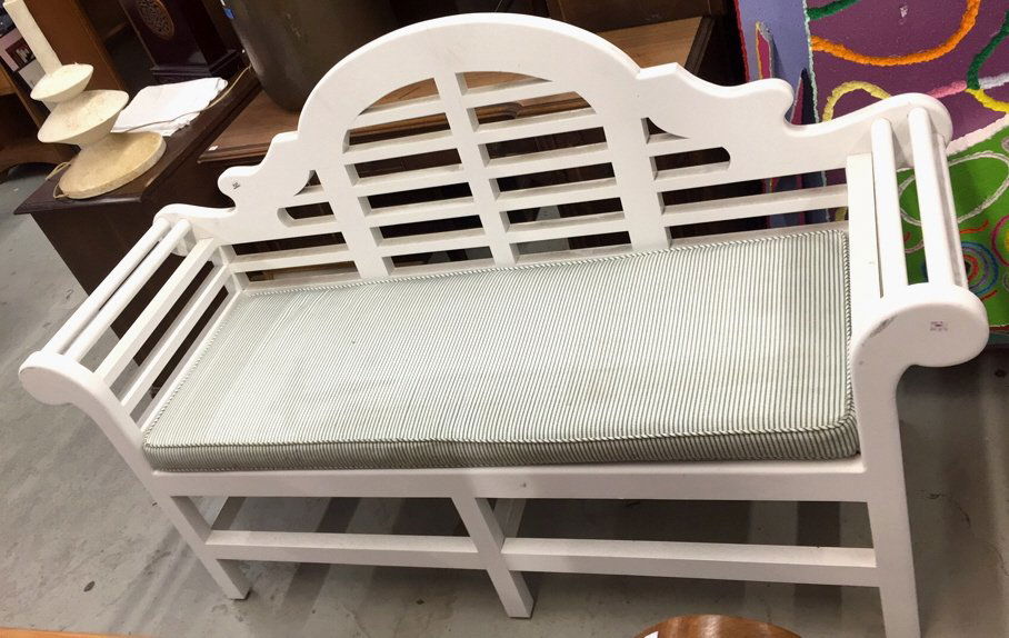 Painted Wood Patio Sofa Bench (1 of 6)