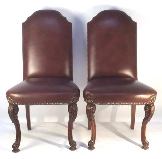 Pair Vintage Brown Leather Side Chairs (1 of 8)