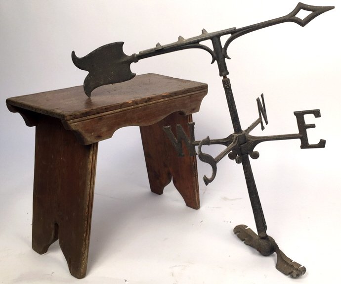 Vintage Rustic Bench & Wrought Iron Weathervane (1 of 9)