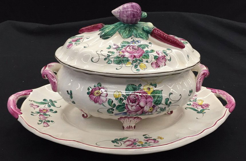 French Faience Tureen Lid and Platter Hand painted made (1 of 9)