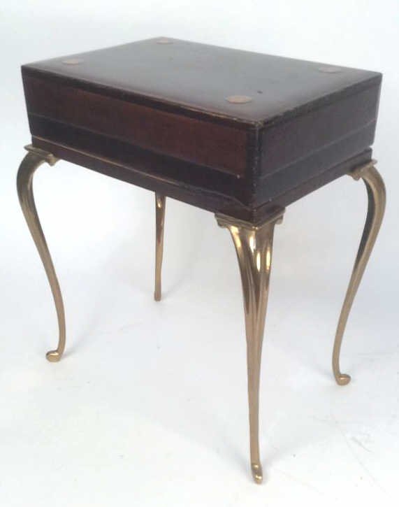 Asian multi-wood grain lacquered box on brass legs (1 of 10)