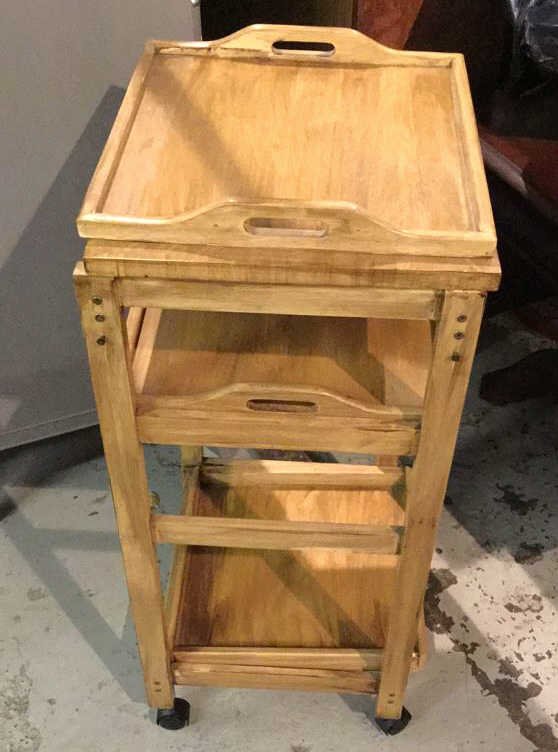Four level wooden tray holder on wheels Four level (1 of 4)