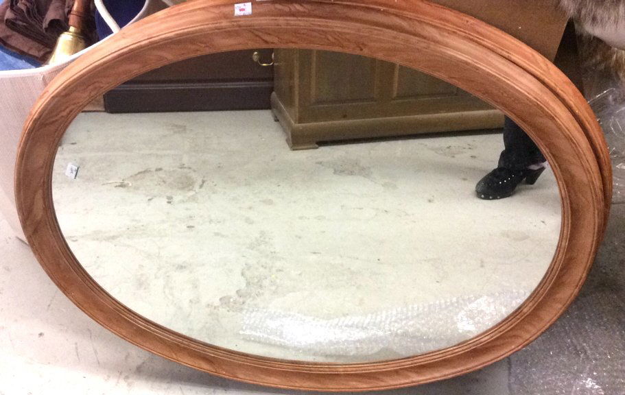 Pair wood framed oval mirrors pair of wood framed oval (1 of 7)