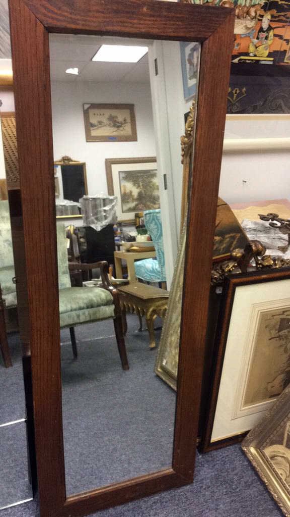 Antique Wood Framed Mirror Wide framed mirror. (1 of 6)