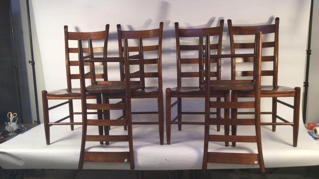 Set of 6 Slat Back Wood Chairs Set of 6 Slat Back Wood (1 of 7)