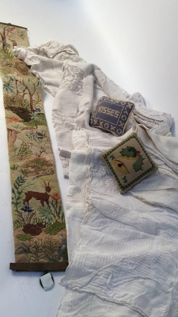 Vintage linens needlepoint bell pull group lot includes (1 of 10)