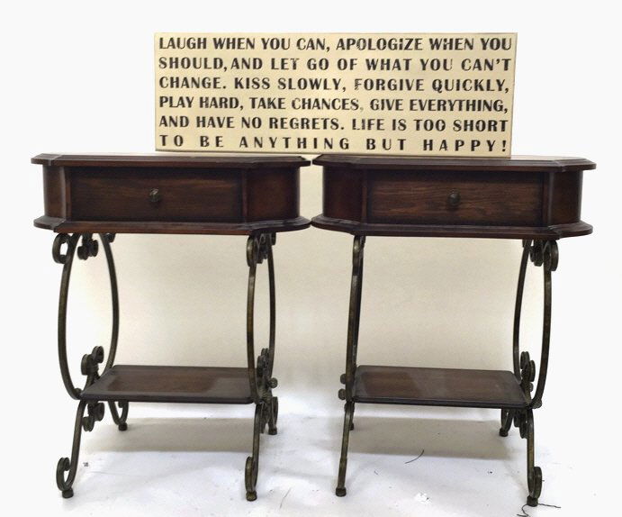 Pair of Mahogany & Wrought Iron End Tables (1 of 8)